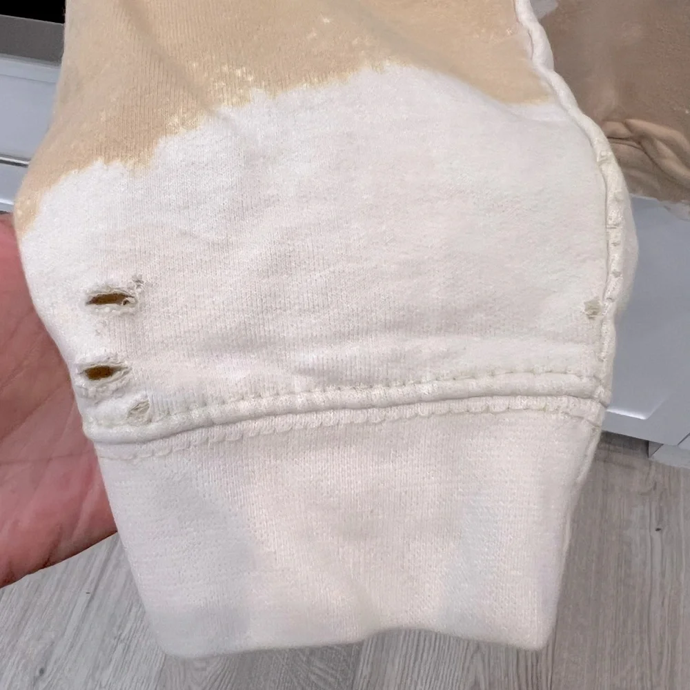 Tan & Off White/Lt Cream Tie Dye VIBES SPEAK LOUDER THAN WORDS Hoodie Sweatshirt - Picture 8 of 14